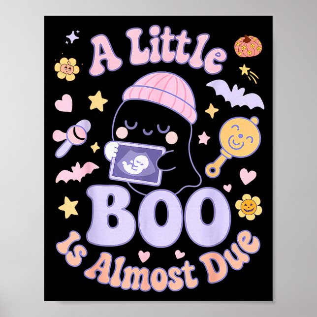Poster Little Boo Is Almost Due Fun Halloween Cute Pregna (Frente)