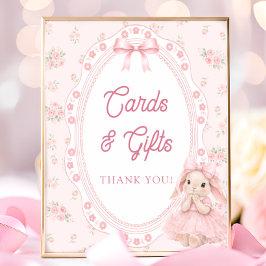 Poster Little Bunny Bow Baby Shower Cards and Gifts