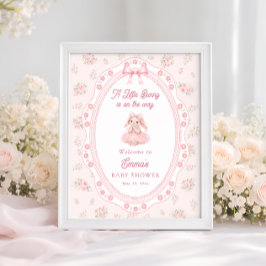 Poster Little Bunny On The Way Girl Baby Shower Welcome
