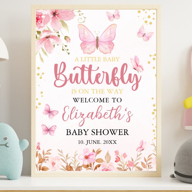 Poster Little Butterfly is on the Way, Baby Shower Girl (Criador carregado)