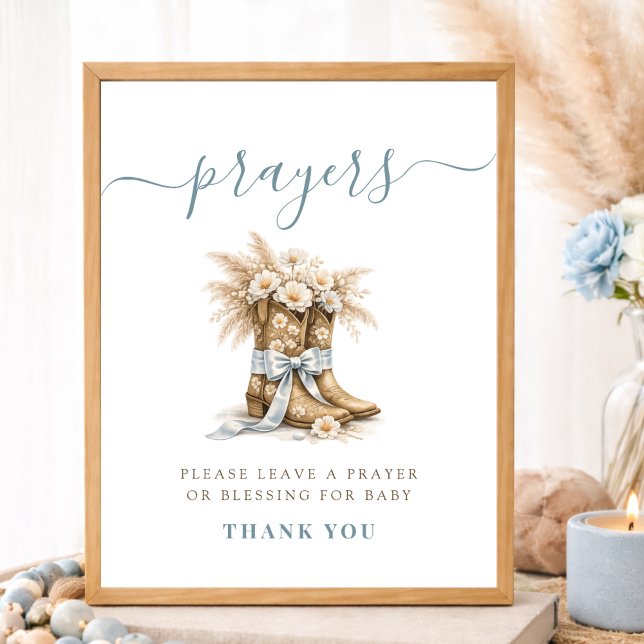 Poster Little Cowboy Boots Baby Shower Prayers For Baby (Criador carregado)