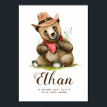 Poster Little Cowboy - Young Bear Cute Kid Room<br><div class="desc">Cute little cowboy bear poster</div>