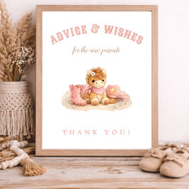 Poster  Little Cowgirl Shower Advice & Wishes New Parents