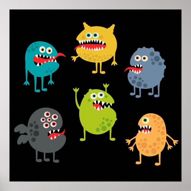 Poster Little cute funny monsters (Frente)