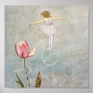 Pôster Little Fairy on a Bubble