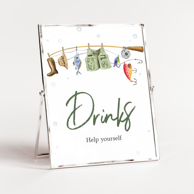 Poster Little Fisherman Baby Shower Drinks (Boho Fisherman Baby Shower Drinks Sign)