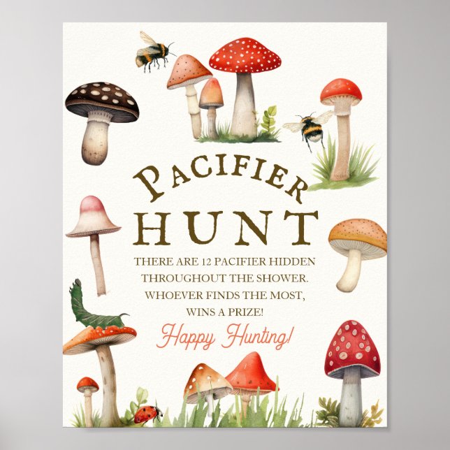 Poster Little Fun Guy Mushroom Bee Baby Pacifier Hunt (Frente)