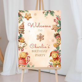 Poster Little Gingerbread Birthday Christmas Welcome 