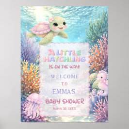 Poster Little Hatchling Sea Turtle Baby Shower Welcome