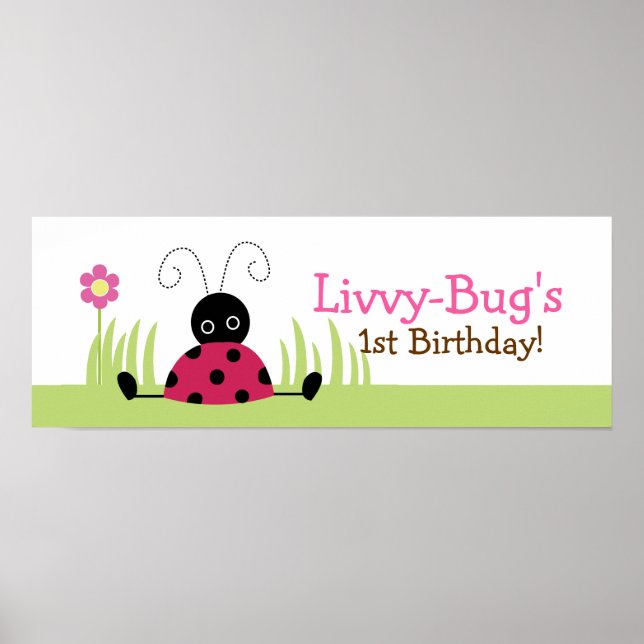 Poster Little Ladybugs Personalized Birthday Banner (Frente)