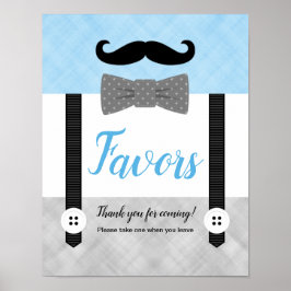 Poster Little man blue gray boy baby shower favors sign