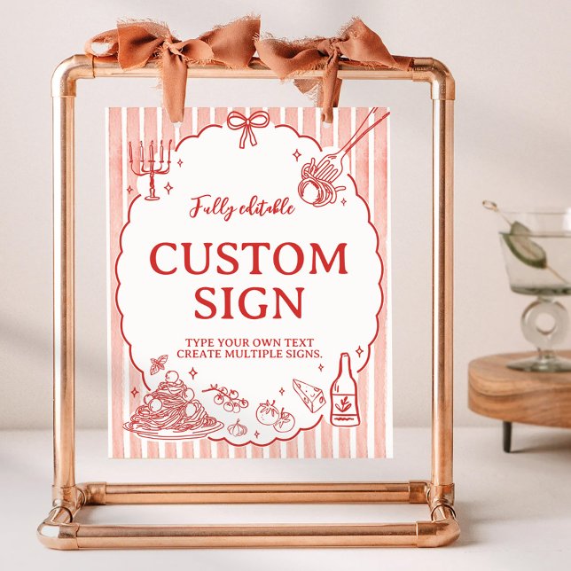 Poster Little Meatball Italian Birthday Party Table Sign (Criador carregado)