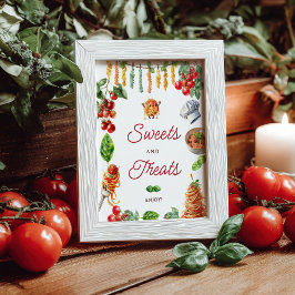 Poster Little Meatball Pasta Baby Shower Sweets Treats