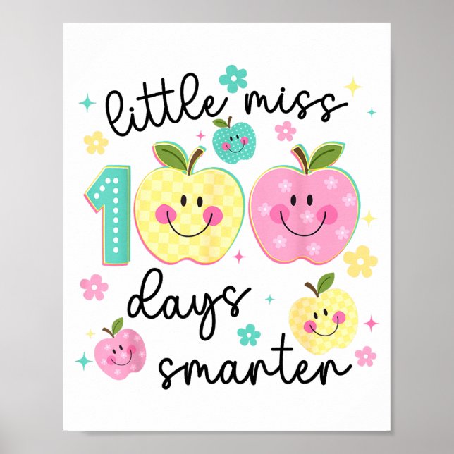 Poster Little Miss 100 Days Smarter Kids Girls 100th Day  (Frente)