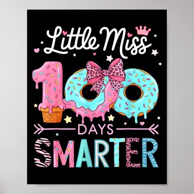 Poster Little Miss 100 Days Smarter Kids Girls 100th Day  (Frente)