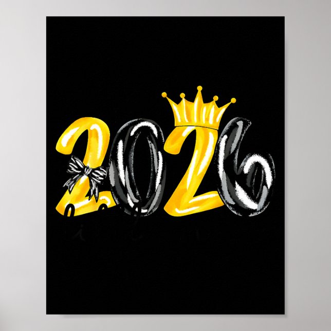 Poster Little Miss 2026 Coquette Bow Crown Happy New Year (Frente)