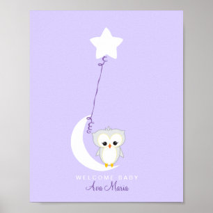 Pôster Little Owl   Baby Shower Guest Book Print