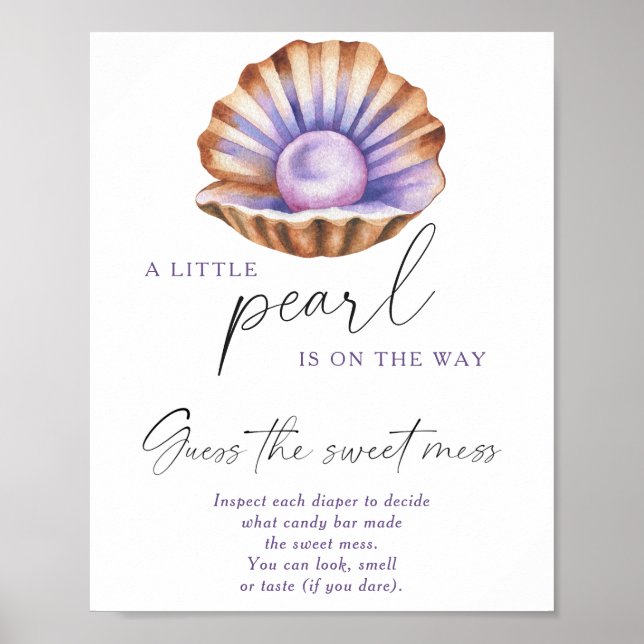 Poster little pearl baby shower - guess the sweet mess (Frente)
