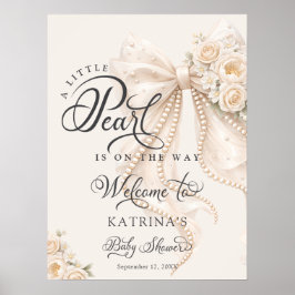 Poster Little Pearl Bow Floral Baby Shower Welcome