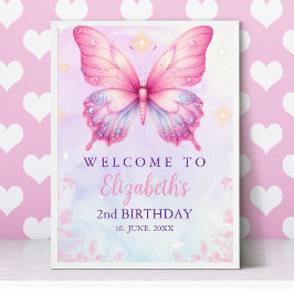 Poster Little Pink Butterfly - Girls' Birthday