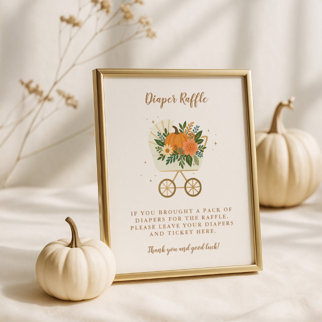 Poster Little Pumpkin Baby Shower 8x10 Diaper Raffle Sign (Criador carregado)