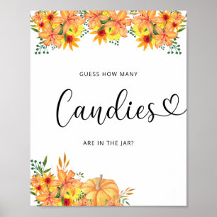 Poster Little pumpkin floral guess how many candies