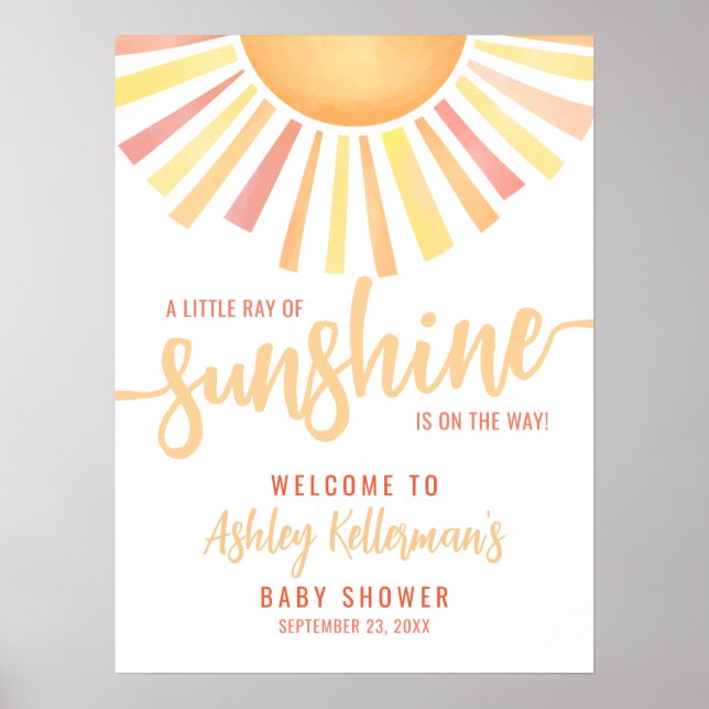 Poster Little Ray Of Sunshine Baby Shower Welcome Sign (Frente)