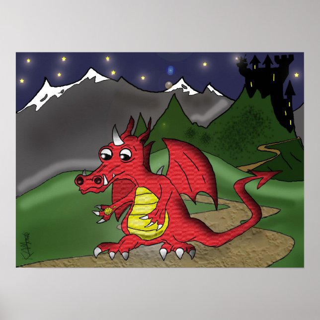 Poster "Little Red Dragon" - por Kev Moore (Frente)