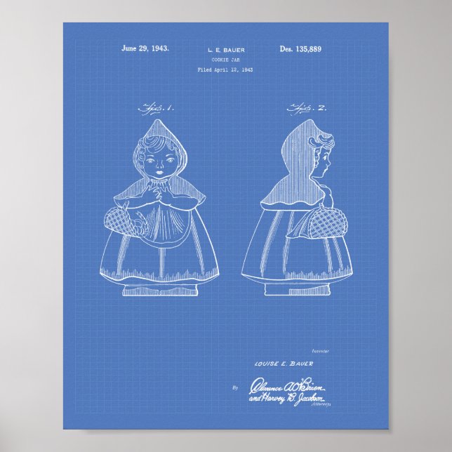 Pôster Little Red Riding Hood 1943 Patent Art Blueprint (Frente)