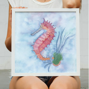 Pôster Little Seahorse Watercolor