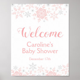 Poster Little Snowflake Baby Shower Welcome Sign