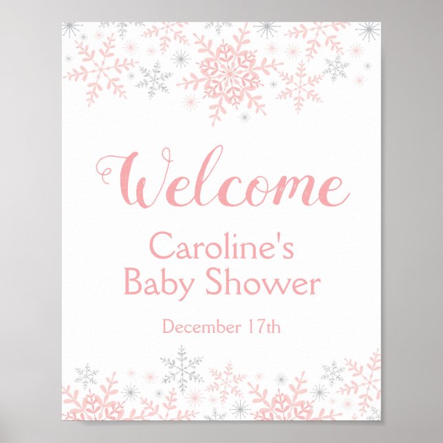 Poster Little Snowflake Baby Shower Welcome Sign (Frente)