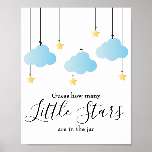Poster Little Stars Blue Baby Shower Game Sign (Frente)