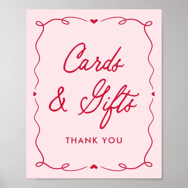 Poster Little Sweetheart Baby Shower Cards and Gifts Sign (Frente)