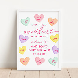 Poster Little Sweetheart Candy Hearts Baby Shower Welcome