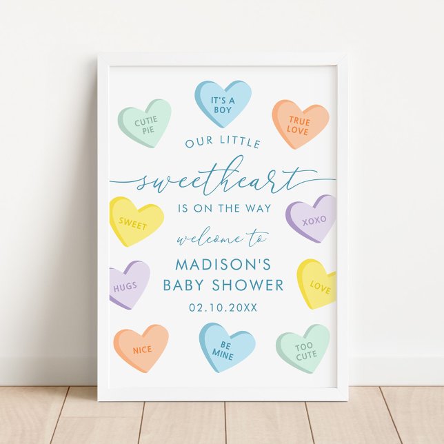 Poster Little Sweetheart Candy Hearts Baby Shower Welcome (Criador carregado)
