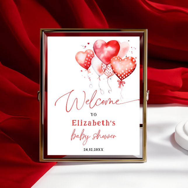 Poster Little Sweetheart Valentine Baby Shower Welcome  (Criador carregado)