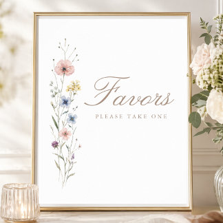 Poster Little Wildflower Baby Shower Party Favors Sign 