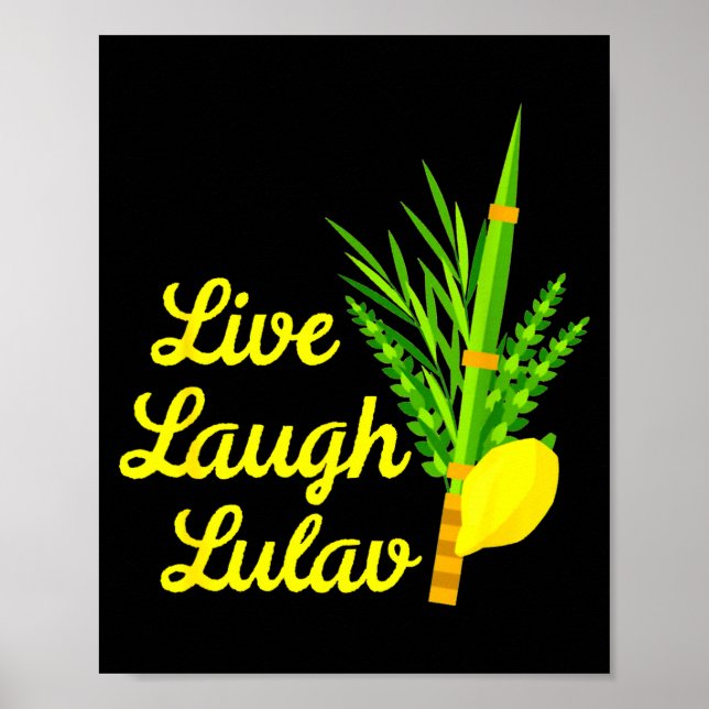 Poster Live Laugh Lulav Etrog Happy Sukkot Jewish Sukkah  (Frente)