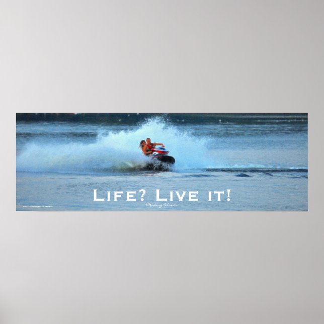 Pôster Live Life Motivational Jet-ski Summer Sports Art (Frente)