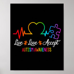 Poster Live Love Aceite Autismo Sensibilização Tie Dye Qu