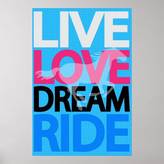 Poster "Live Love Dream Ride Cowgirl Equestrian Poster" (Frente)