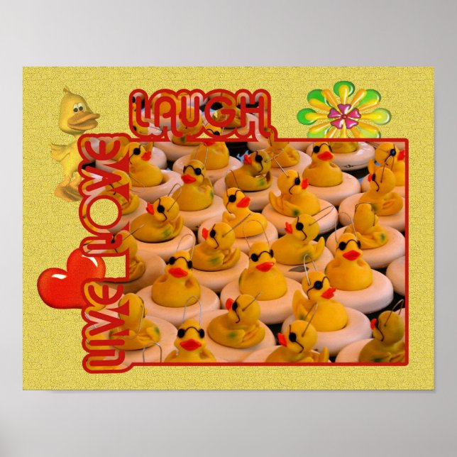 Pôster Live Love Laugh Rubber Ducks Inspiração (Frente)