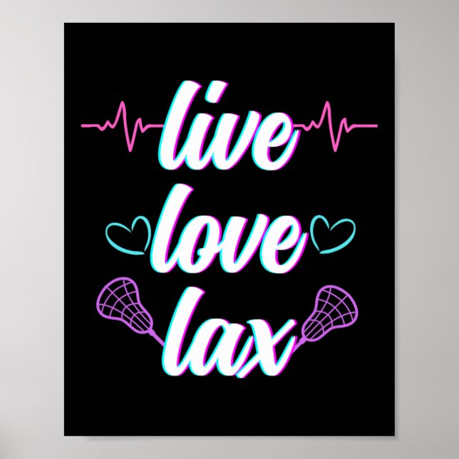 Poster Live Love Lax Lacrosse Lover Para Mulheres Raparig (Frente)