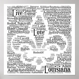 Poster Live, Love, Louisiana Sobrenomes Fleur - De - Lis