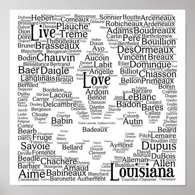 Poster Live, Love, Louisiana Sobrenomes Fleur - De - Lis (Frente)