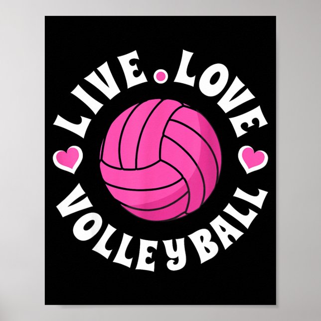 Poster Live Love Volleyball For Women Girls Volleyball Fa (Frente)
