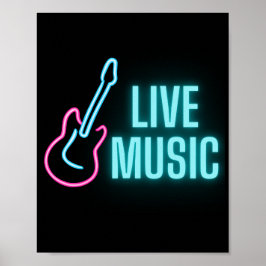 Poster Live Music Neon Guitar