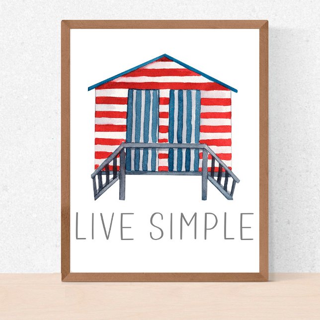Poster Live Simple Cote Náutico Summer Beach Hut (Criador carregado)