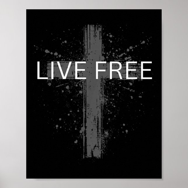 Poster Live Text Christian, Patriotic Cross Flag Faith Do (Frente)
